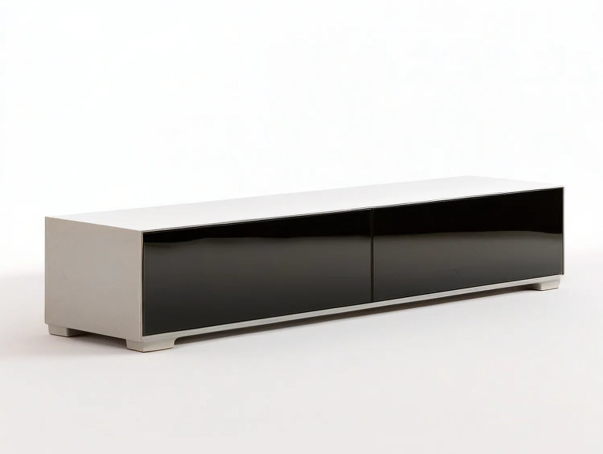 70.9 in W x 15.7 in D x 15.7 in H TV Stand Media Console with 2 Drawers, Black and Light Gray