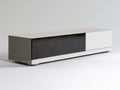 White and Black Engineered Wood TV Stand with 2 Drawers, 70.9 x 15.7 x 17.7 in