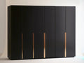 6-Door Black MDF Wardrobe with Gold Aluminum Handles, 118.1 x 23.6 x 78.7 in