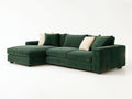Dark Green Corduroy L-Shaped Sectional with Left Chaise, 110 x 65 x 33 in