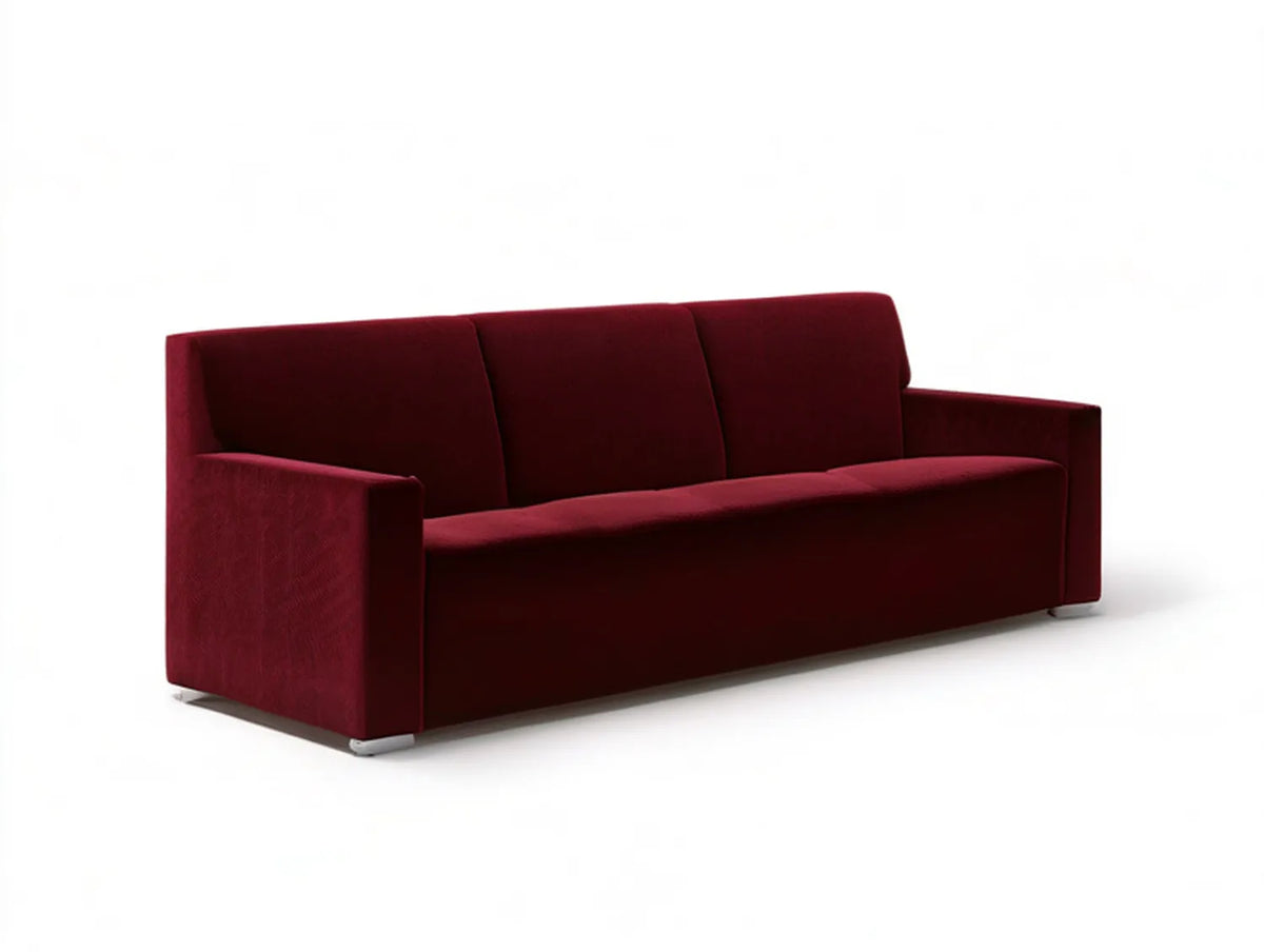 Burgundy Polyester Velvet 3-Seat Sofa, 84 x 35 x 34 in.