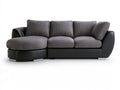 3-Seat Curved Sofa, 94.5 x 39.4 x 33.5 in, Gray/Black Polyester and PU Leather