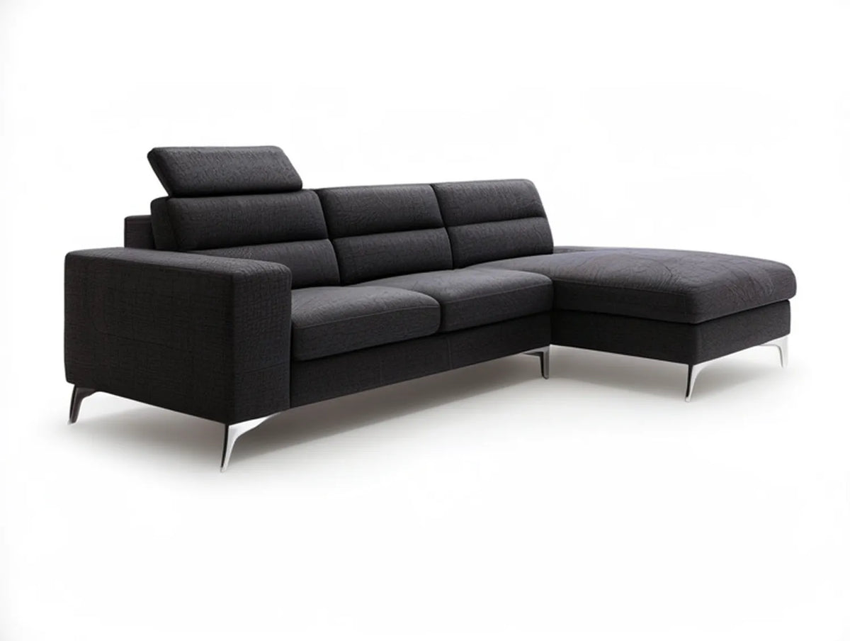 Contemporary Right-Facing Dark Gray Sectional Sofa with Chaise, 110 x 65 x 39 in