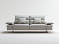Light Gray PU Leather 2-Seat Sofa with Black Steel Legs, 86.6 in W x 37.4 in D x 33.5 in H
